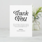 Minimaal Retro Bruidsmeisjesfeestje in Zwart en W Bedankkaart (Staand voorkant)