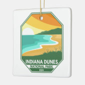 Minimaal retro Emblem in het Nationaal Park Indian Keramisch Ornament (Links)