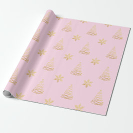 Minimaal roos gouden folie kerstpatroon cadeaupapier