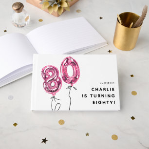 Minimaal Roze 80 Ballon 80ste Verjaardagsfeestje Gastenboek