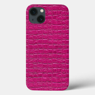 Minimaal roze leereffect esthetisch chic ontwerp iPhone 13 hoesje