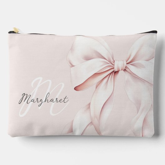 Minimaal roze monogram accessoire zakje etui (Voorkant)