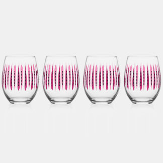 Minimaal roze retro geïnspireerd wijnglas zonder voet