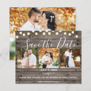Minimaal Rustiek Hout & Licht Foto Save the Date
