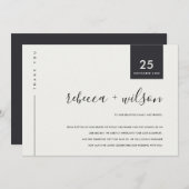 MINIMAAL SCANDI BLACK EN WITTE TYPOGRAFIE WEDING BEDANKKAART (Voorkant / Achterkant)