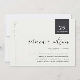 MINIMAAL SCANDI BLACK EN WITTE TYPOGRAFIE WEDING BEDANKKAART