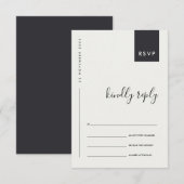 MINIMAAL SCANDI BLACK WHITE TYPOGRAPHY WEDDING RSV INFORMATIEKAARTJE (Voorkant / Achterkant)