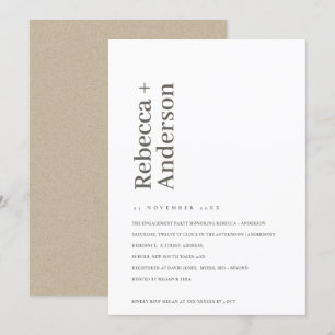 MINIMAAL SCANDI PBLACK & WITTE VERLOVING INVITE BEDANKKAART