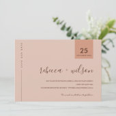 MINIMAAL SCANDI TERRACOTTA RUST PEACH TYPOGRAPHY SAVE THE DATE (Staand voorkant)