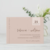 MINIMAAL SCANDI TERRACOTTA RUST PEACH TYPOGRAPHY SAVE THE DATE (Staand voorkant)