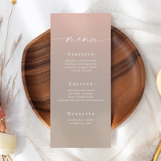 Minimaal Schaduw Beige & Light Pink Wedding Menu
