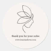 Minimaal, Schoonheid, Logo, Lijnkunst Beige Ronde Sticker (Voorkant)