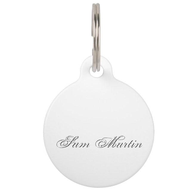 Minimaal script 3d monogram huisdierpenning (Achterkant)