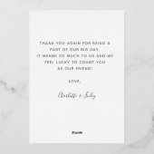 Minimaal script aangepaste bruiloft bedankt folie feestdagenkaart (Achterkant)