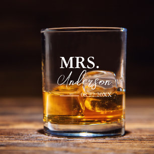 Minimaal script aangepaste trouwwhiskeyglas whisky glas