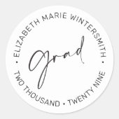 Minimaal Script Afstuderen Invitation Sticker Labe (Voorkant)