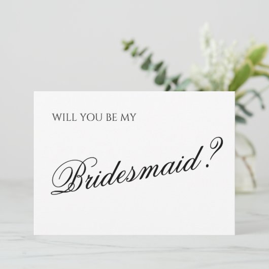 Minimaal script bruidsmeisje voorstel kaart (Staand voorkant)