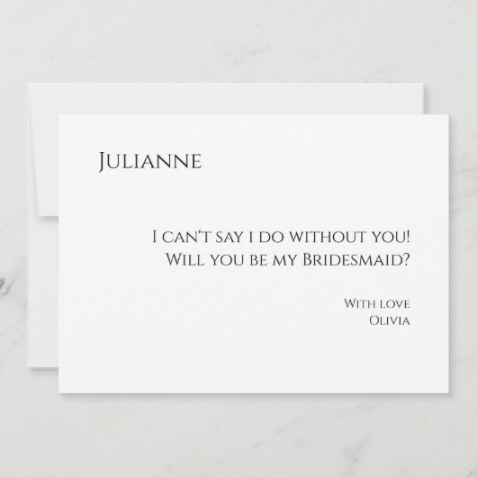 Minimaal script bruidsmeisje voorstel kaart (Achterkant)