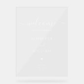 Minimaal Script Bruiloft Party Welkom Wit Acryl Bord (Voorkant)