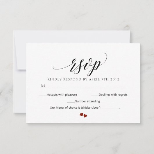 Minimaal Script Bruiloft RSVP Modern Response Kaar Kaart (Voorkant)