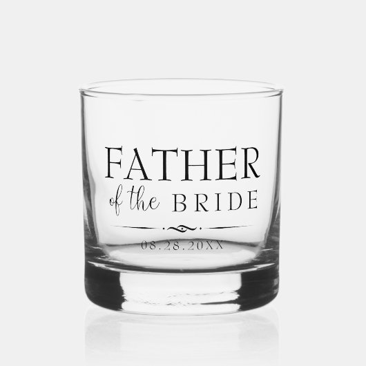 Minimaal Script Custom Wedding Father of the Bride Whisky Glas (Voorkant)