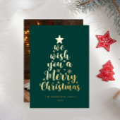 Minimaal script Deep Green Merry Christmas Folie Feestdagenkaart