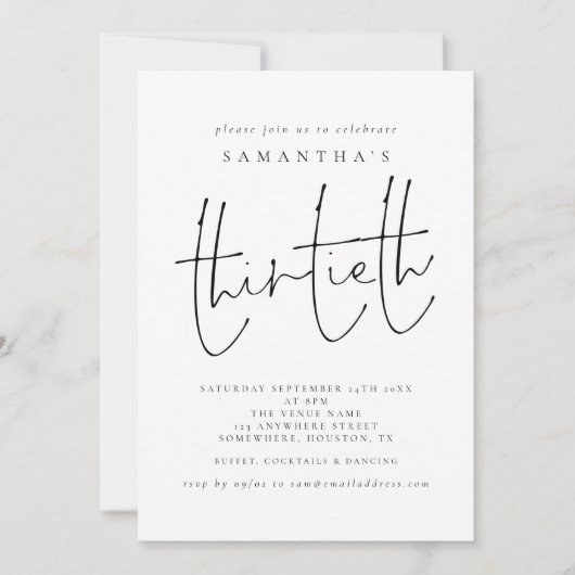 Minimaal script Dertigste verjaardag party Kaart (Voorkant)