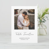 Minimaal Script Foto Bruiloft Tafelnummer Kaart (Staand voorkant)