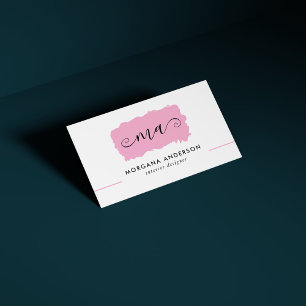 Minimaal Script Initialen Roze penseelstreek Visitekaartje