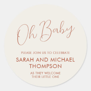 Minimaal script ivoor Oh Baby Ronde Sticker