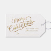 Minimaal Script Merry Christmas Gold Foil Cadeaulabel (Voorkant (Horizontaal))