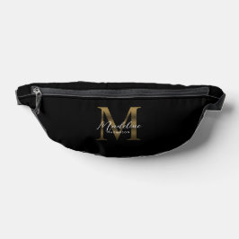 Minimaal Script Metallic Black Gold Monogram Heuptasje