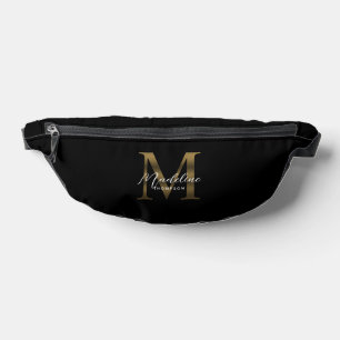 Minimaal Script Metallic Black Gold Monogram Heuptasje