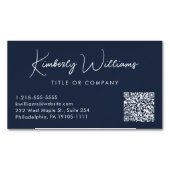 Minimaal Script QR Code Professional Blauw Magnetisch Visitekaartje (Voorkant)