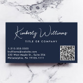 Minimaal Script QR Code Professional Blauw Visitekaartje