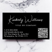 Minimaal Script QR Code Professional Zwart Visitekaartje