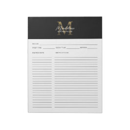 Minimaal Script Zwart Metallic Gold Monogram Recep Notitieblok