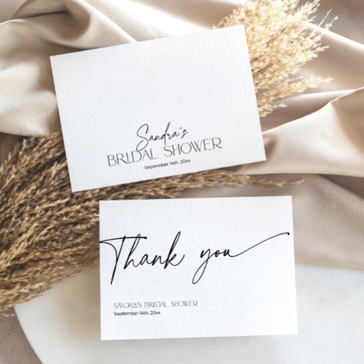 Minimaal script zwart-wit bruidsdouche bedankt