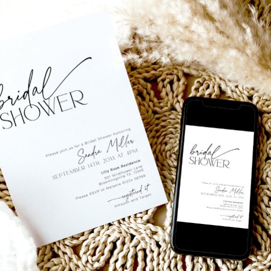 Minimaal Script Zwart-wit Vrijgezellenfeest Kaart