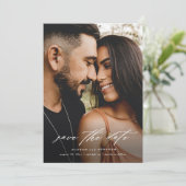 Minimaal scriptfoto save the date (Staand voorkant)
