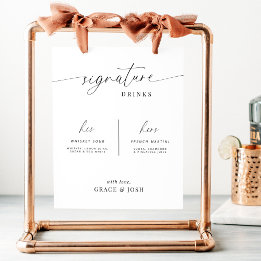 Minimaal Signature Drink Cocktail Bar Menu Sign Poster