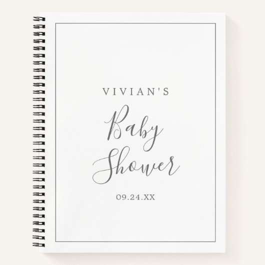 Minimaal Silver Baby shower Gift List Notitieboek (Voorkant)
