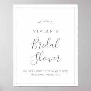 Minimaal Silver Vrijgezellenfeest Welkom Poster