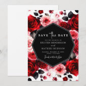 Minimaal speelse Crimson Red Wedding Save The Date (Voorkant / Achterkant)