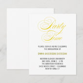Minimaal stijlvol script Gold Afstudeerder Party RSVP Kaartje (Voorkant / Achterkant)