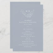 Minimaal Stof Blauw Trouwprogramma met Monogram (Voorkant / Achterkant)