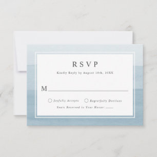 Minimaal Stofblauw Aquarel Ombre Trouwen RSVP Kaartje