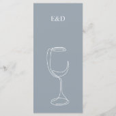 Minimaal stoffig blauw Wedding Bar menu (Achterkant)