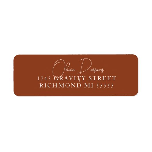 Minimaal Terracotta Scripting Address Label (Voorkant)
