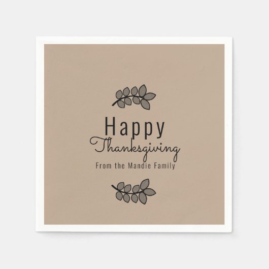 Minimaal Thanksgiving Branch Greenery Script Servet (Voorkant)